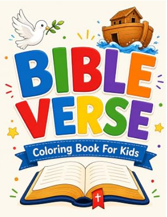 Bible Verse Coloring Book for Kids cover with inspirational Scripture lettering