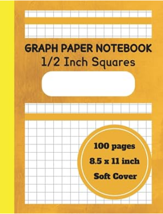 Yellow 1/2 Inch Square Graph Paper Notebook cover for math and science students